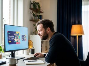 Freelancer comparing his Fiverr gig thumbnail at full size and small search size
