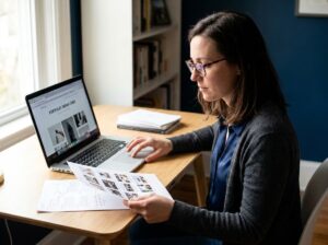 Applicant curates her portfolio before submitting a Toptal application