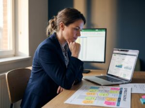 Product manager reviews a roadmap while preparing for a Toptal application