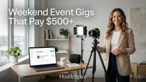 "GigSalad side hustle guide showing local event gig booking platform for performers and entertainers earning $500 per weekend"